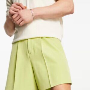 ASOS DESIGN Men's Size W34" Mint Green Cropped Bermuda Shorts Inseam 8" F10156